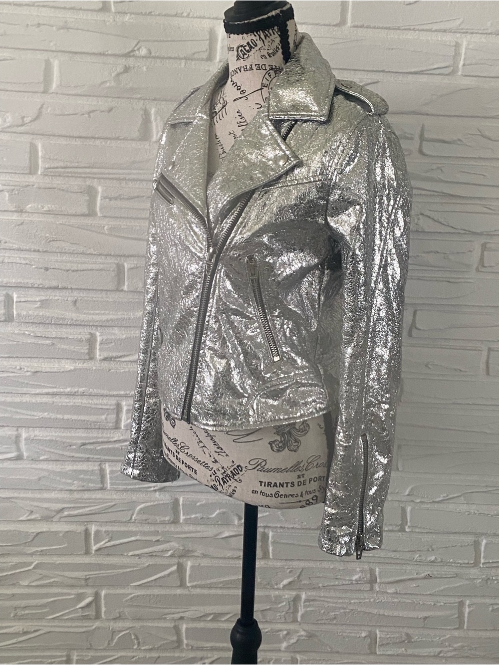 Blank NYC Metallic Silver Moto Jacket